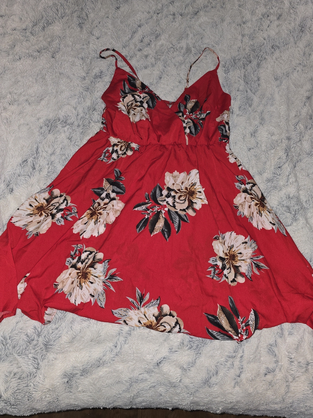 Plus Size Women's Red Floral Spaghetti Strap Sundress - 2x